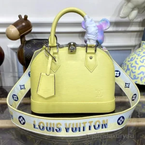 LV Fake M22213 Replica Louis Vuitton Alma BB Epi HandAAA Bag Jaune Plume Yellow